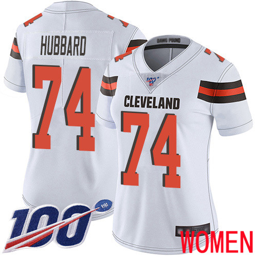 Cleveland Browns Chris Hubbard Women White Limited Jersey 74 NFL Football Road 100th Season Vapor Untouchable